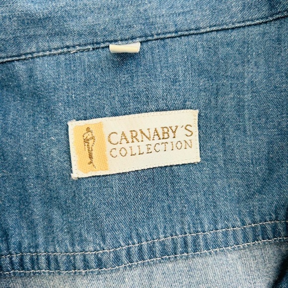 Vintage 80s 90s denim shirt dress UK 12 button up Knee length chambray cotton - Picture 7 of 7